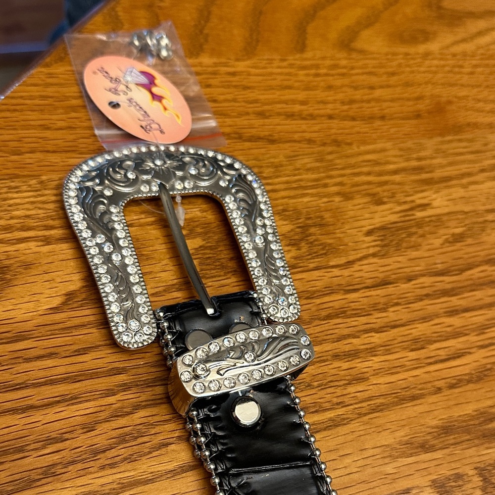 Blazin Roxx Black Belt with Silver Accents, Western, Dance, Bling